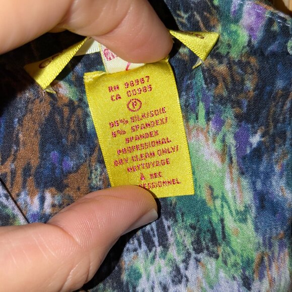 CATHERINE MALANDRINO Silk Sleeveless Dress Size 10 Sheath Knee Length V Neck Zip - Picture 9 of 13